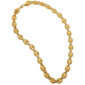 Collier Plaqué Or Maille Grain De Café 11mm 50cm
