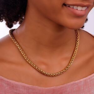 Collier Plaqué Or Maille Palmier 6mm 45cm