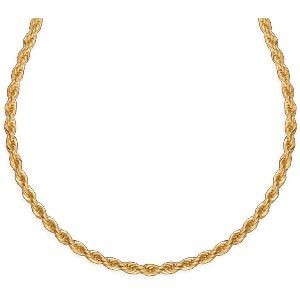Collier Plaqué Or Maille Corde 4mm 45cm