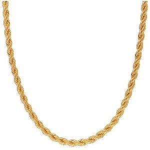 Collier Plaqué Or Maille Corde 4mm 60cm