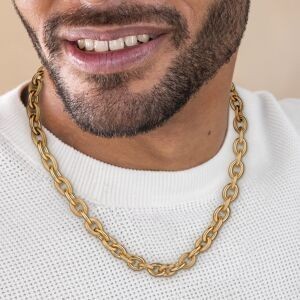Collier Plaqué Or Maille Forçat Antillais 10mm 60cm