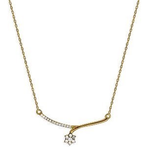 Collier Or 750 Fleur Zirconium 6mm Chaîne 0.9mm 42cm