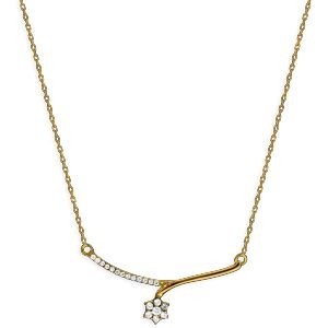 Collier Or 750 Fleur Zirconium 6mm Chaîne 0.9mm 42cm