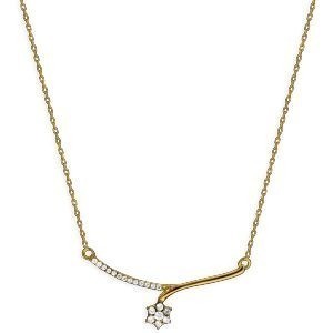 Collier Or 750 Fleur Zirconium 6mm Chaîne 0.9mm 42cm