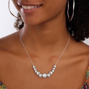 Collier Chute Argent 925 Chaîne 1.4mm Boules 6  à 10mm 45cm