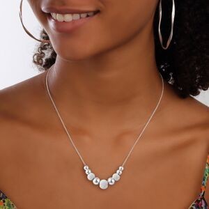Collier Chute Argent 925 Chaîne 1.4mm Boules Lisses Sablées 4  à 6mm 45cm