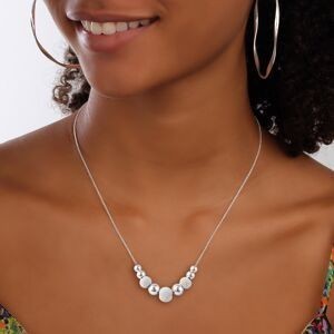 Collier Chute Argent 925 Chaîne 1.4mm Boules Lisses Sablées 4  à 6mm 45cm