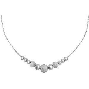 Collier Argent 925 Chaîne 1.4mm Chute Boules Lisses Sablées 4  à 8mm 45cm