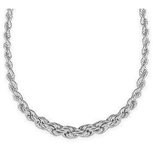 Collier Argent 925 Chute Maille Corde Centre 8mm 46cm