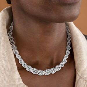 Collier Argent 925 Chute Maille Corde Centre 8mm 46cm