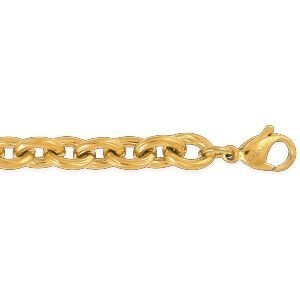 Collier Acier Jaune Maille Jaseron 7mm 50cm