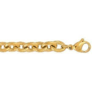 Collier Acier Jaune Maille Jaseron 7mm 50cm