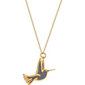 Collier Acier Bicolore Colibri Bleu 30*32mm Chaîne 40  à 45cm