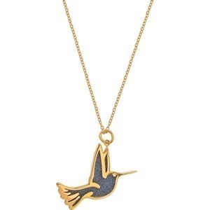 Collier Acier Bicolore Colibri Bleu 30*32mm Chaîne 40  à 45cm