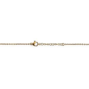 Collier Acier Jaune Chaîne 1.5mm Pend 65mm Boules 3mm Email Vert Feuille 6.5*19mm 42  à 45cm