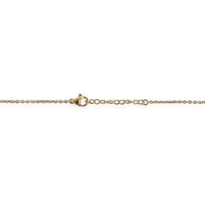 Collier Acier Jaune Chaîne 1.5mm Pend 65mm Boules 3mm Email Vert Feuille 6.5*19mm 42  à 45cm