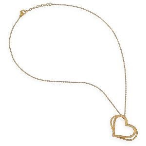Collier Acier Jaune Cœurs Cristal Blanc 34*25mm 42  à 45cm