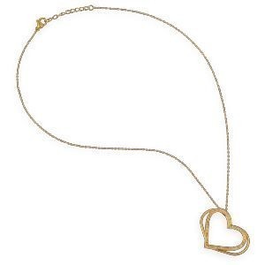 Collier Acier Jaune Cœurs Cristal Blanc 34*25mm 42  à 45cm