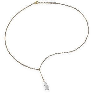 Collier Acier Jaune Motif Goutte Cristal 6.7*40mm 42  à 45cm