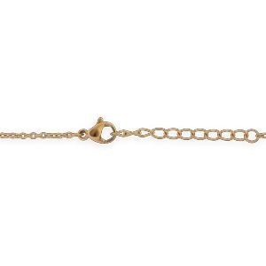 Collier Acier Jaune Motif Goutte Cristal 6.7*40mm 42  à 45cm