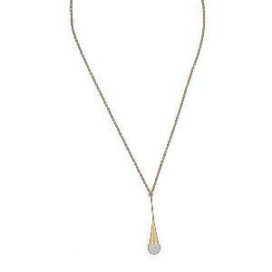 Collier Acier Jaune Motif Cristal 8.5*42mm 42  à 45cm