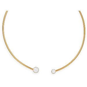 Collier Torque Acier Jaune 120mm Boules Cristal 6.5  à 9mm