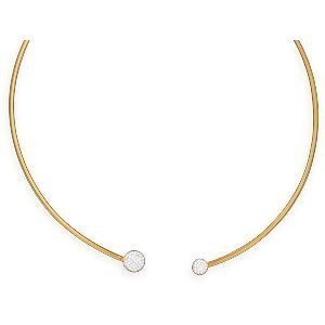 Collier Torque Acier Jaune 120mm Boules Cristal 6.5  à 9mm