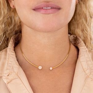 Collier Torque Acier Jaune 120mm Boules Cristal 6.5  à 9mm