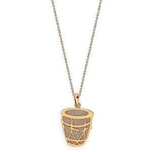 Pendentif Acier Jaune Gwoka Couleur Argent  22*35mm Avec Bélière