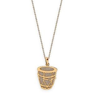 Pendentif Acier Jaune Gwoka Couleur Argent  22*35mm Avec Bélière