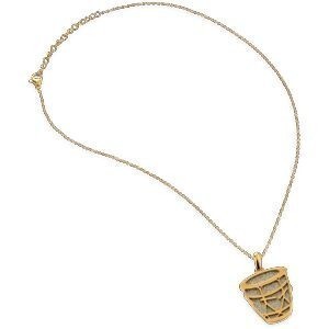 Pendentif Acier Jaune Gwoka Couleur Argent  22*35mm Avec Bélière