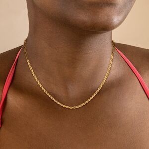 Collier Chaîne Or 750 Maille Corde Creux 2.1mm 45cm