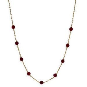 Collier Or 750 Maille Forçat Cristal Grenat 4mm 45cm