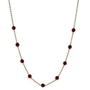 Collier Or 750 Maille Forçat Cristal Grenat 4mm 45cm