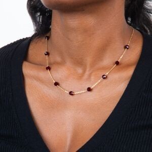 Collier Or 750 Maille Forçat Cristal Grenat 4mm 45cm