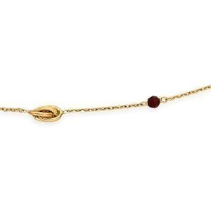 Collier Or 750 Nœud Forçat Antillais 6mm Cristal Grenat 4mm 45cm