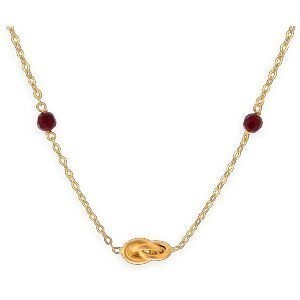 Collier Or 750 Nœud Forçat Antillais 6mm Cristal Grenat 4mm 45cm