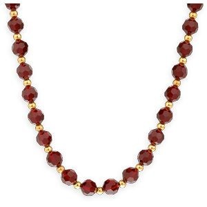 Collier Or 750 Cristal Grenat 6mm Grain D'or 3mm 45cm