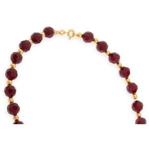 Collier Or 750 Cristal Grenat 6mm Grain D'or 3mm 45cm