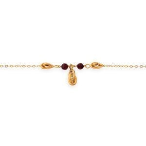 Collier Or 750 Nœuds Forçat Antillais 4  à 6mm Cristal Grenat 4mm 45cm