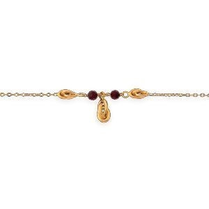 Collier Or 750 Nœuds Forçat Antillais 4  à 6mm Cristal Grenat 4mm 45cm