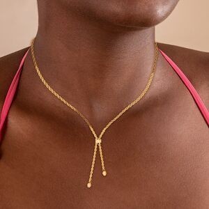 Collier Y Or 375 Maille Corde 2mm Pendant 40mm Boules Facetées 4mm 42cm