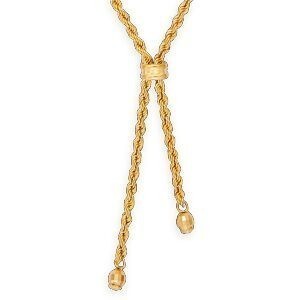 Collier Y Or 375 Maille Corde 2mm Pendant 40mm Boules Facetées 4mm 42cm