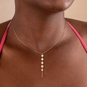 Collier Y Or 750 Chaîne Forçat Diamanté 0.80mm 42cm Pastilles Satinées 4mm
