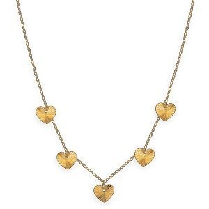 Collier Or 750 Chaîne Forçat 0.90mm Cœurs Diamantés 6.5mm 42  à 45cm