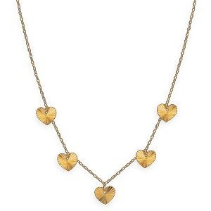 Collier Or 750 Chaîne Forçat 0.90mm Cœurs Diamantés 6.5mm 42  à 45cm