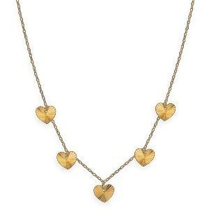 Collier Or 750 Chaîne Forçat 0.90mm Cœurs Diamantés 6.5mm 42  à 45cm