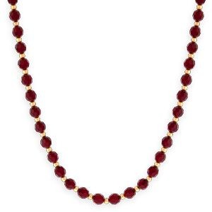 Collier Or 375 Cristal Grenat 6mm Boules 3mm 45cm