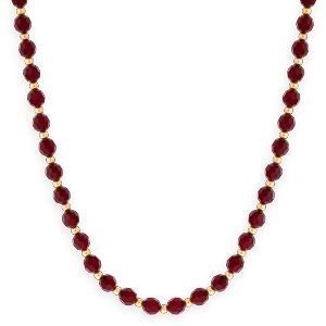 Collier Or 375 Cristal Grenat 6mm Boules 3mm 45cm