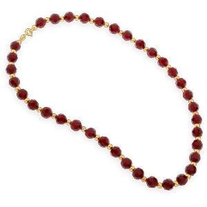 Collier Or 375 Cristal Grenat 6mm Boules 3mm 45cm